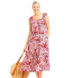 Woman’s Flutter Sleeve Floral Maxi Dress